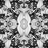 Vector Seamless Abstract Black and White Tribal Pattern N66