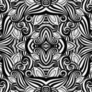 Vector Seamless Abstract Black and White Tribal Pattern N68