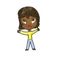 cartoon happy woman waving arms N6