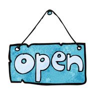 cartoon open shop sign N6