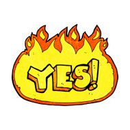 cartoon flaming yes symbol N3