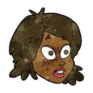cartoon female face with surprised expression N11