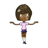 cartoon woman making balancing gesture N7