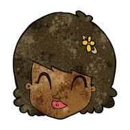 cartoon happy female face N105