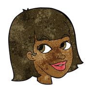 cartoon happy female face N108