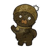 cartoon cute black bear in winter hat and scarf N3