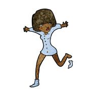 cartoon woman kicking off sock N6