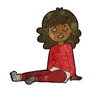 cartoon happy woman sitting on floor N13