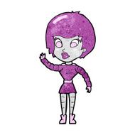 cartoon robot woman waving N13