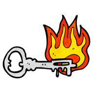 cartoon flaming key N9