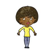 cartoon woman shrugging shoulders N291