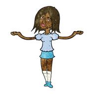 cartoon woman shrugging shoulders N296