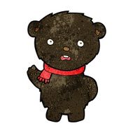 cartoon black bear wearing scarf N5
