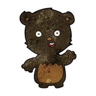 cartoon waving black bear cub N18