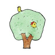 cartoon tree with birdhouse N6