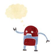 funny cartoon robot with thought bubble N54