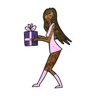 cartoon fashion girl with present N7