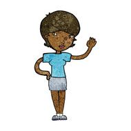 Cartoon Woman Waving N202
