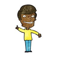 cartoon grinning man with idea N7
