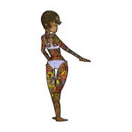cartoon bikini girl covered in tattoos N5