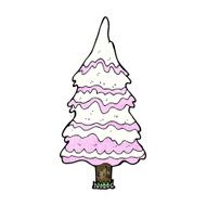 cartoon pink snowy tree N3