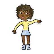 cartoon friendly woman waving N32
