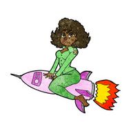 cartoon army pin up girl riding missile N4