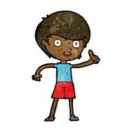 cartoon boy giving thumbs up symbol N11