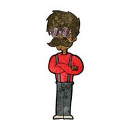 cartoon hipster man with mustache and spectacles N7