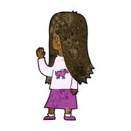 cartoon girl with pony shirt waving N7