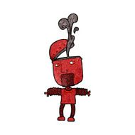 funny cartoon robot with open head N7