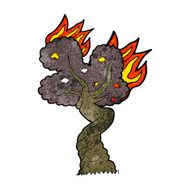 cartoon burning old tree N3