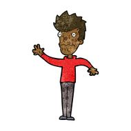 cartoon worried man reaching out N12