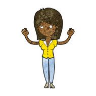 cartoon woman holding up hands N11