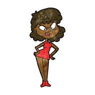 cartoon woman with hands on hips N132