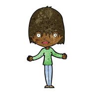 cartoon woman shrugging shoulders N298