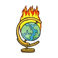cartoon burning globe N3