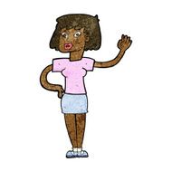 Cartoon Woman Waving N207