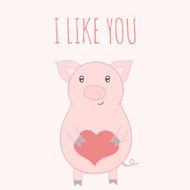 Cute hand drawn pig with text