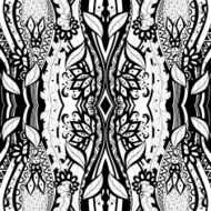 Vector Seamless Abstract Black and White Tribal Pattern N70