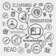 Education hand draw integrated icons set Vector sketch infographic illustration