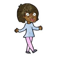 cartoon woman with open arms N60
