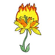 cartoon burning flower N6