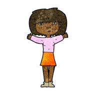 cartoon woman raising arms in air N5