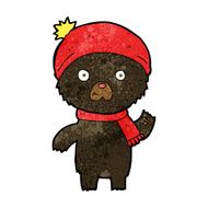 cartoon waving black bear N25