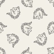 Stegosaurus dinosaur doodle seamless pattern background