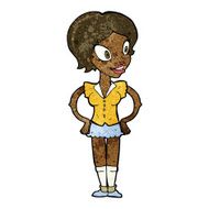 cartoon happy woman in short skirt N6