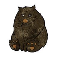 cartoon unhappy black bear N5