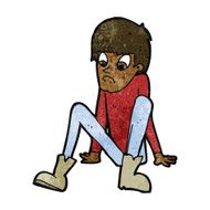 cartoon boy sitting on floor N5