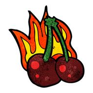 cartoon flaming cherries N3